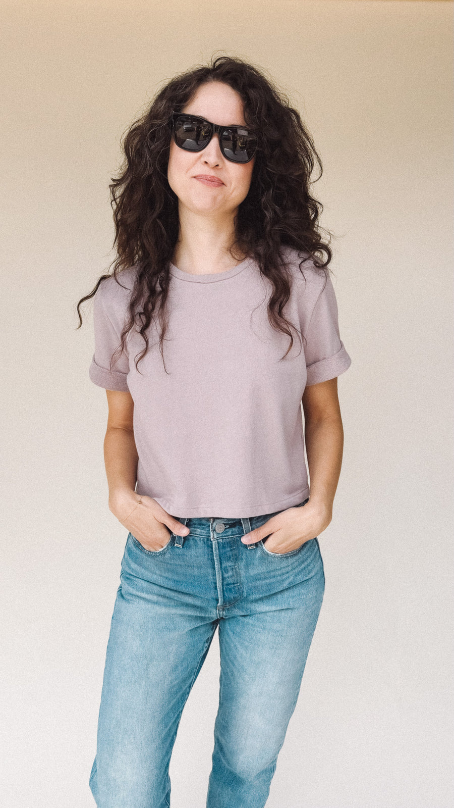 DEE Dusty Lilac Perfect Boxy Crop Top