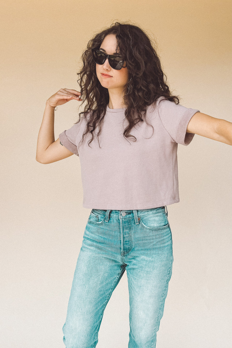 DEE Dusty Lilac Perfect Boxy Crop Top