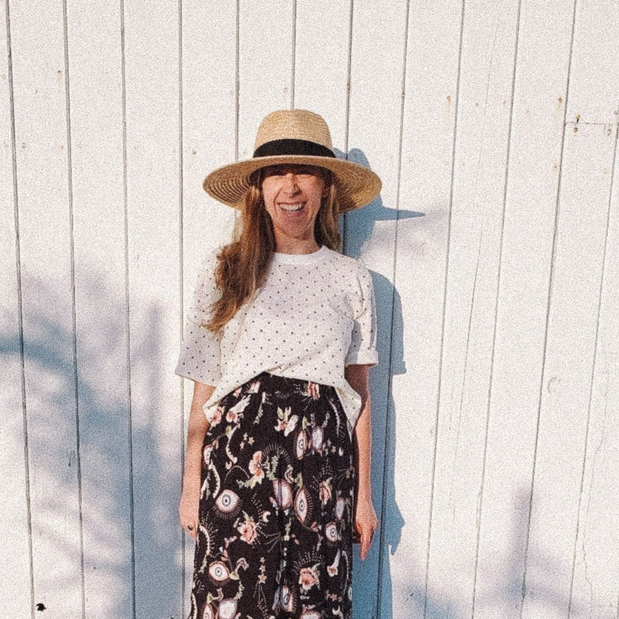 DEE Perfect Boxy Crop Top in Ivory Dot