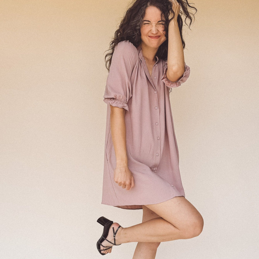 TARYN Mini Shirtdress in lilac SOLID