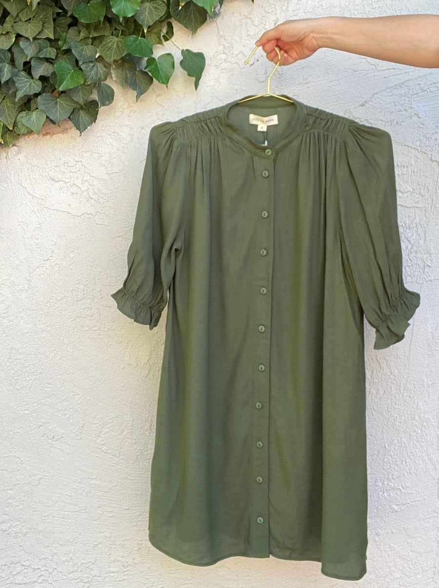 TARYN Mini Shirtdress in green SOLID