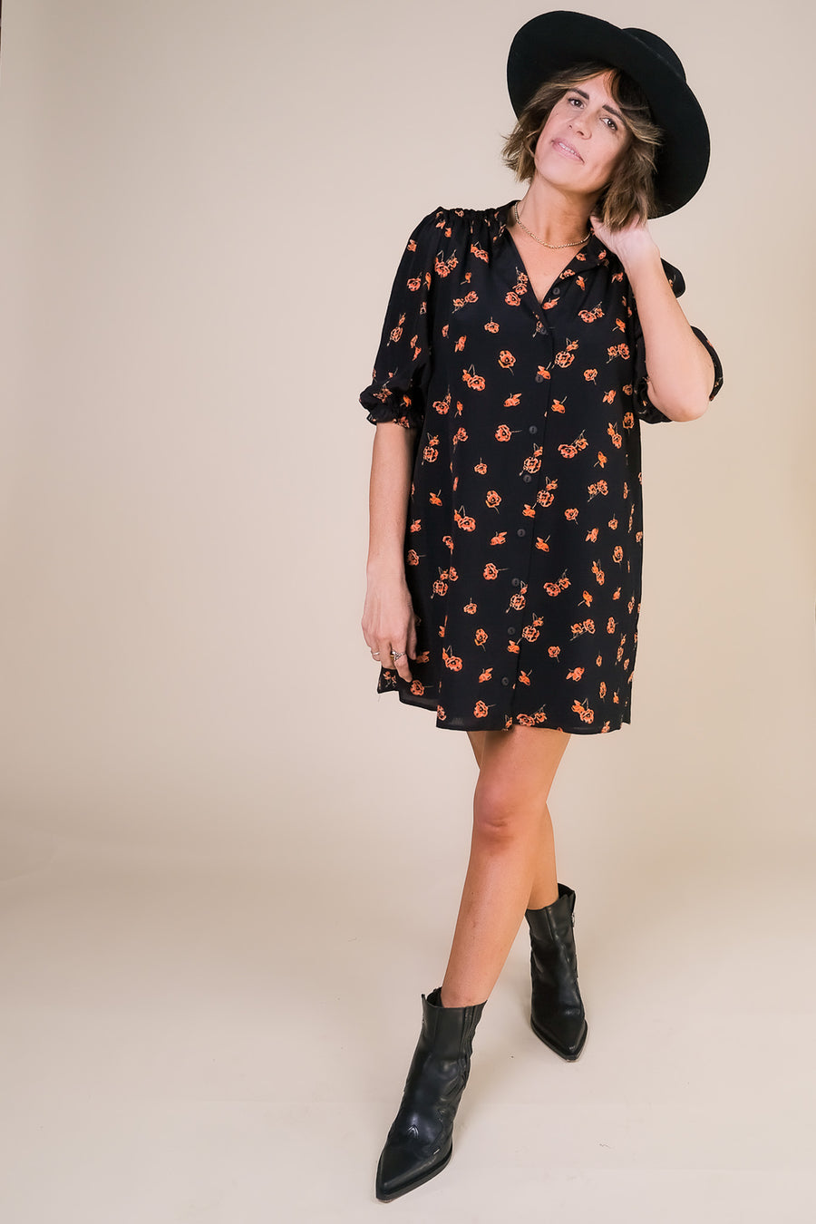 TARYN Mini Shirtdress in rust Poppy with pockets